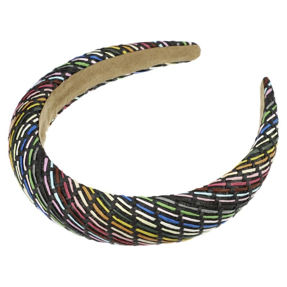 Classic Foam Raffia Straw Headband Black